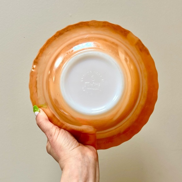60s Vintage 🍑 Anchor Hocking Fire-King Dinnerware Peach Lustre Serving Bowls (2) - Picture 4 of 8